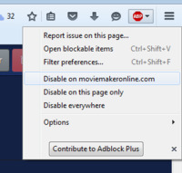 在 Firefox 中为 moviemakeronline.com 关闭 Adblock Plus